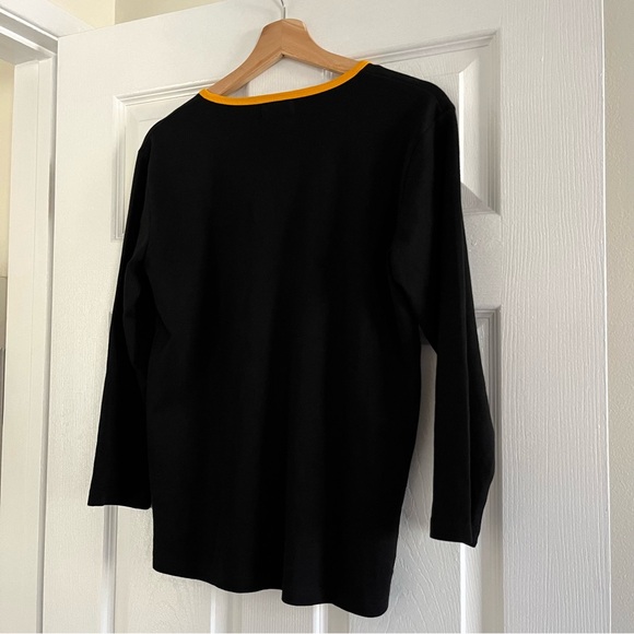 Steelers Long Sleeve Black Gold Bedazzled Cotton Spandex Blend NFL Game Day M - Picture 7 of 11